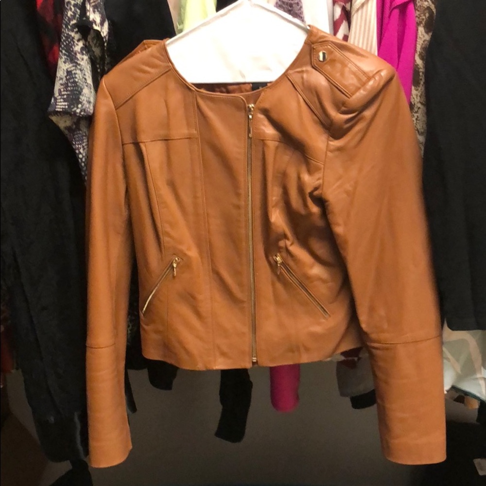 Leather bomber jacket